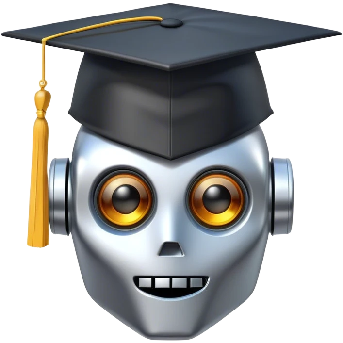 Robot head with graduation hat emoji