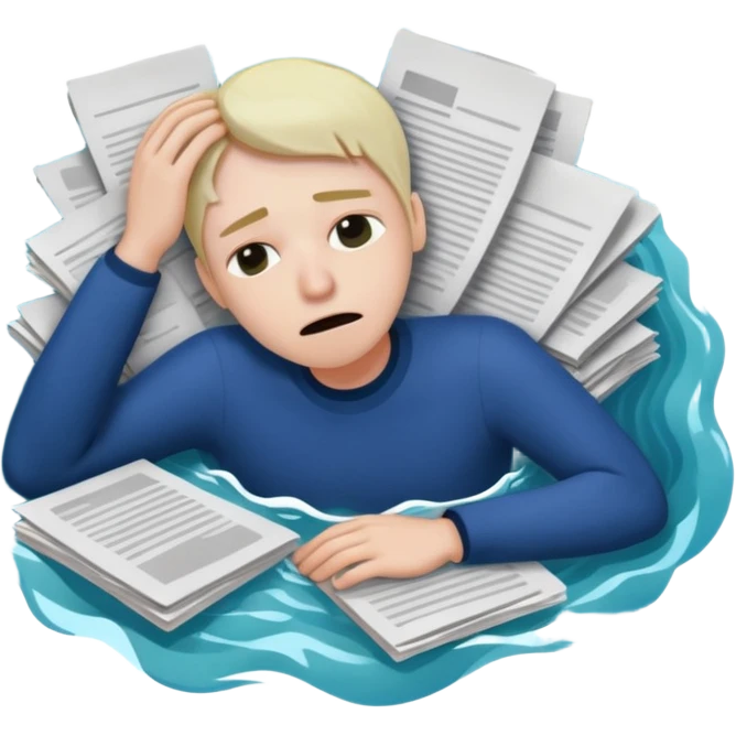 drowning in an ocean of work emoji