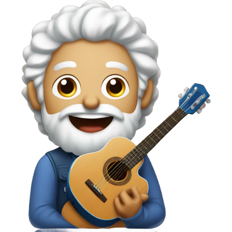 A blueberry muffin with white hair and a acoustic guitar  emoji