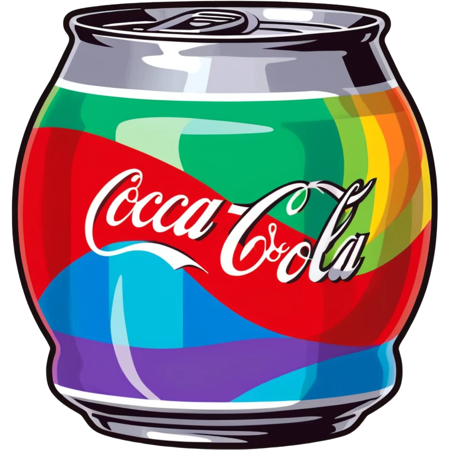 Rainow iridescent can of coca cola emoji