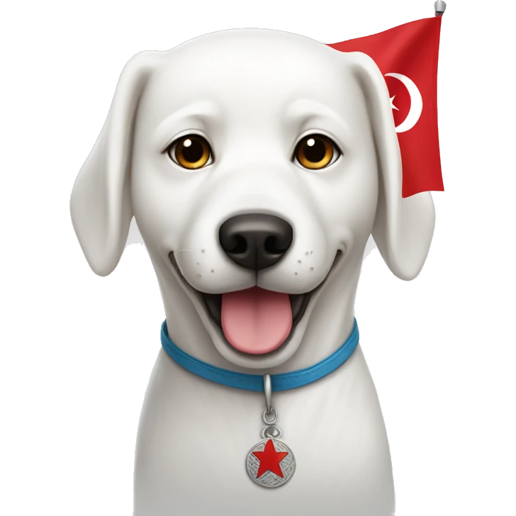 A white dog with a Turkish flag emoji
