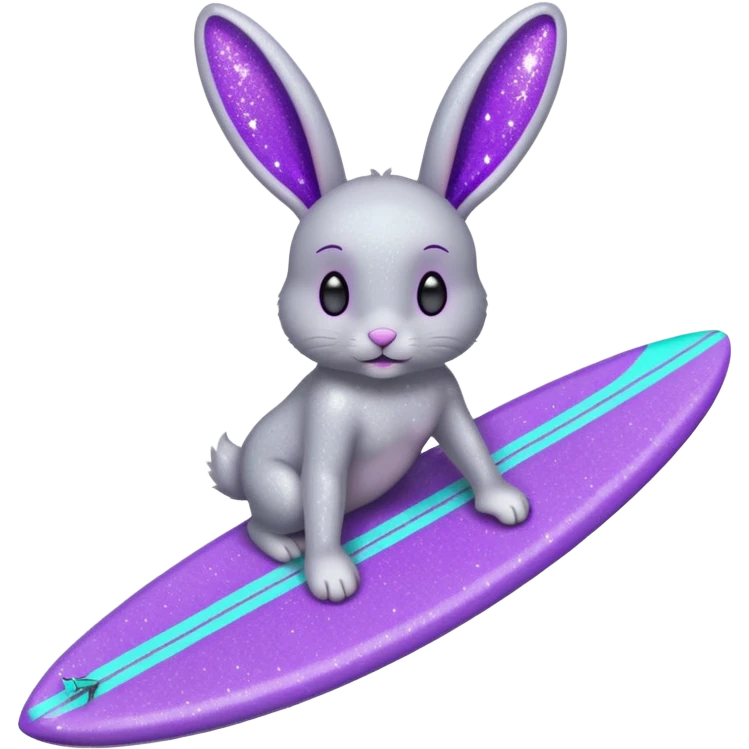 glitter gray bunny purple cian surf emoji