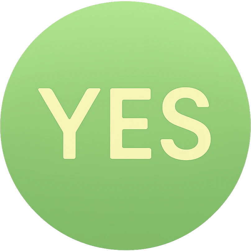green sphere with YES written across it, playful color icon style emoji