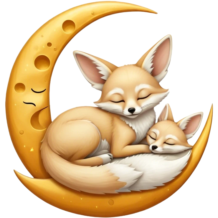 fennec sleeping on a moon sickle  emoji