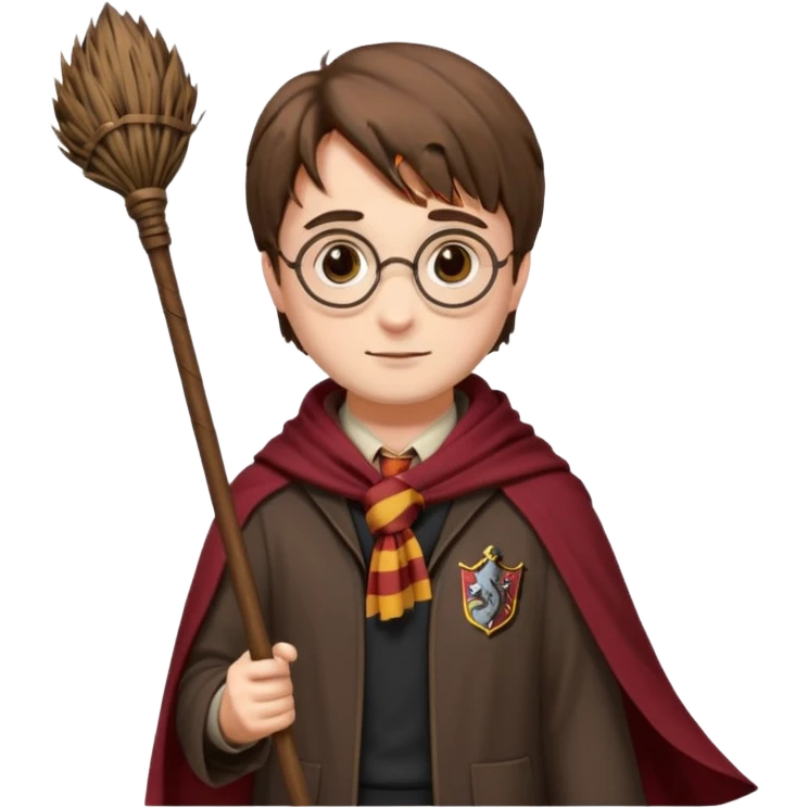harry potter with flying broom emoji