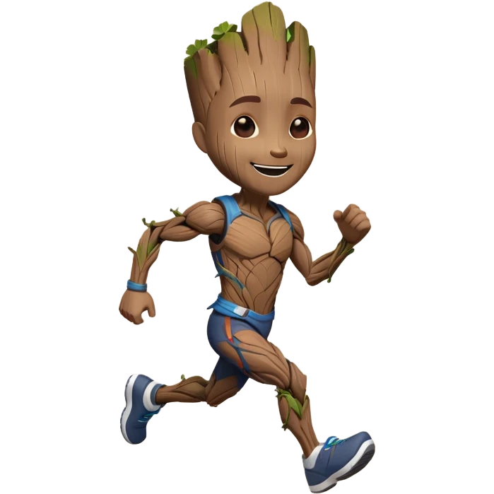 groot from guardians of the galaxy running in fitness clothes emoji