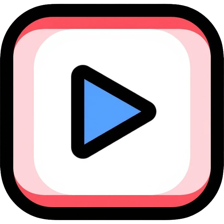YouTube logo, play button inside rounded rectangle emoji