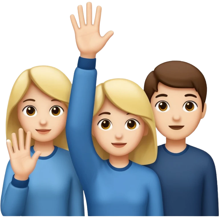 3 students put 1 hand up emoji