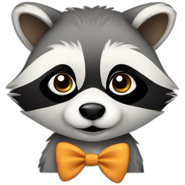 Cartoon raccoon with bow emoji