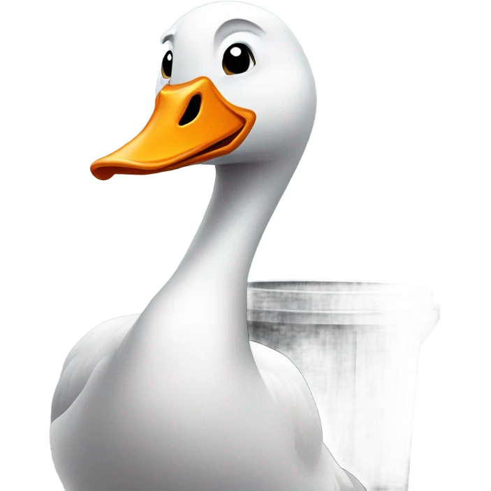 A goose carrying a dustbin  emoji