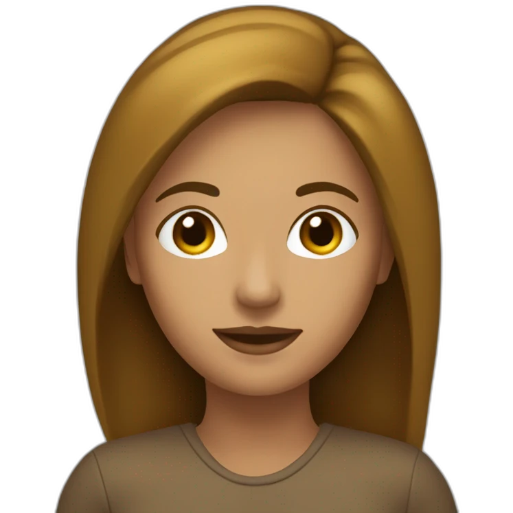 emoji mujer pelo color castaño, semilargo emoji
