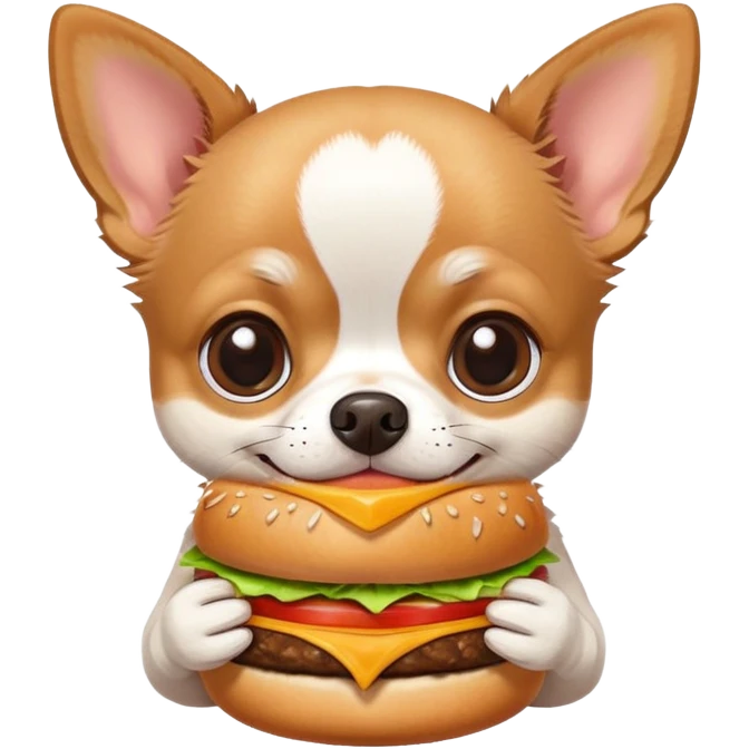 Chihuahua eats burger emoji