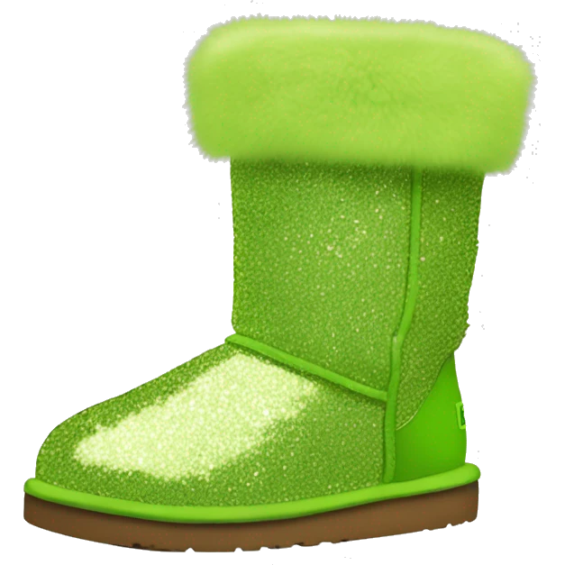 Realistic lime green Sparkle glitter and fur Ugg boots. emoji