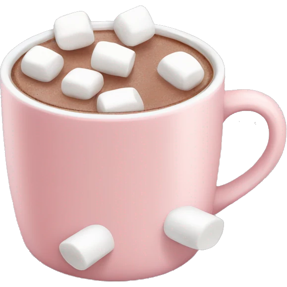 Light Pink mug of hot chocolate with marshmallows  emoji