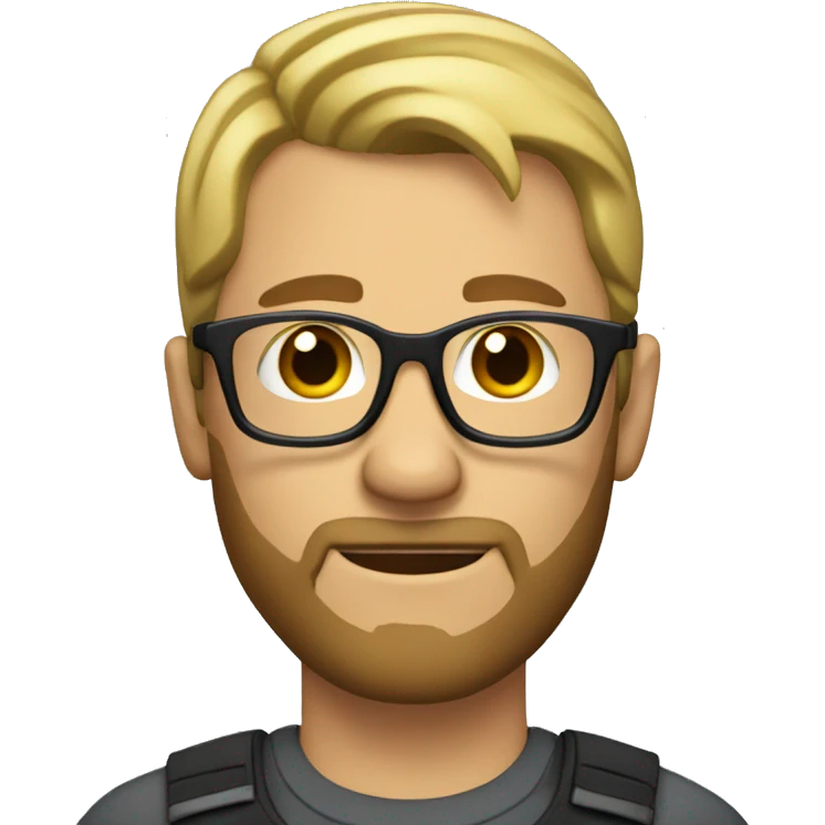 A man with short blonde hair, a beards, and glasses. emoji