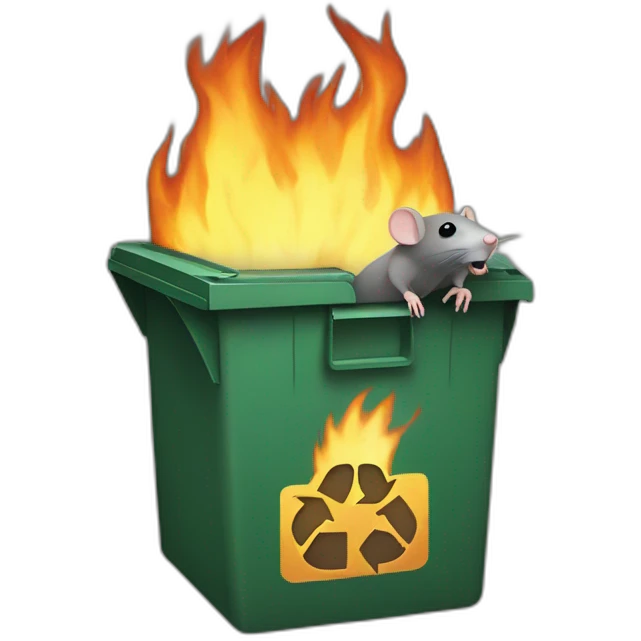 rat inside of dumpster fire emoji