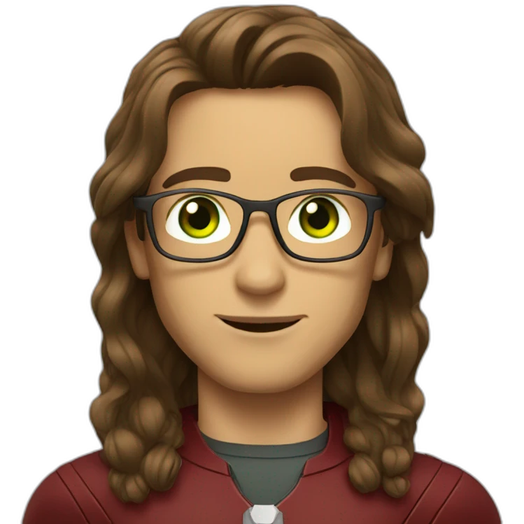 ironman, brown hair, glasses, green eyes emoji