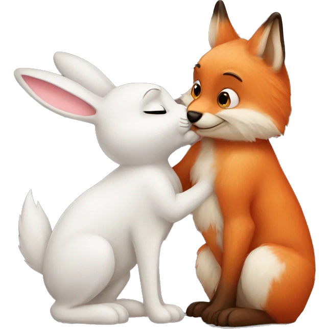 Bunny kissing fox  emoji