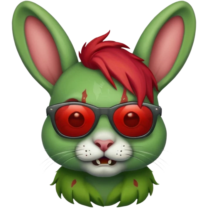 Zombie rabit with red hair and sun glasses emoji