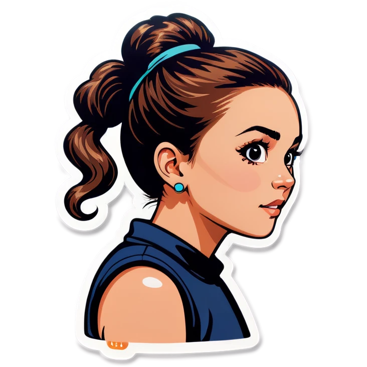 Girl with hair up squaring up emoji