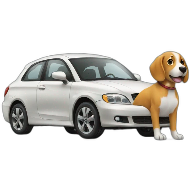 Car and dog looking at each other emoji