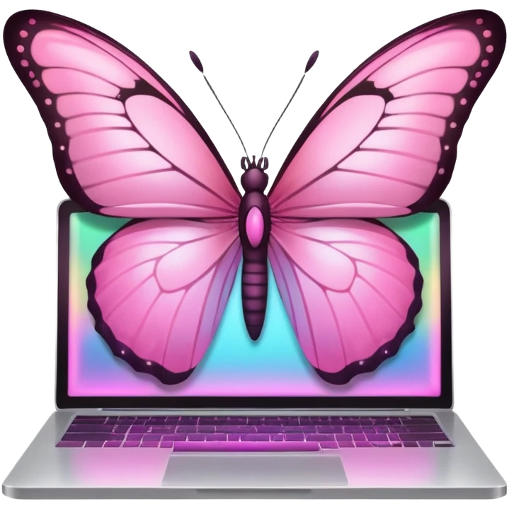 pink butterfly on laptop emoji