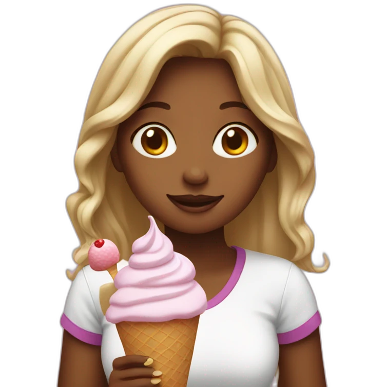 a girl taking ice cream emoji