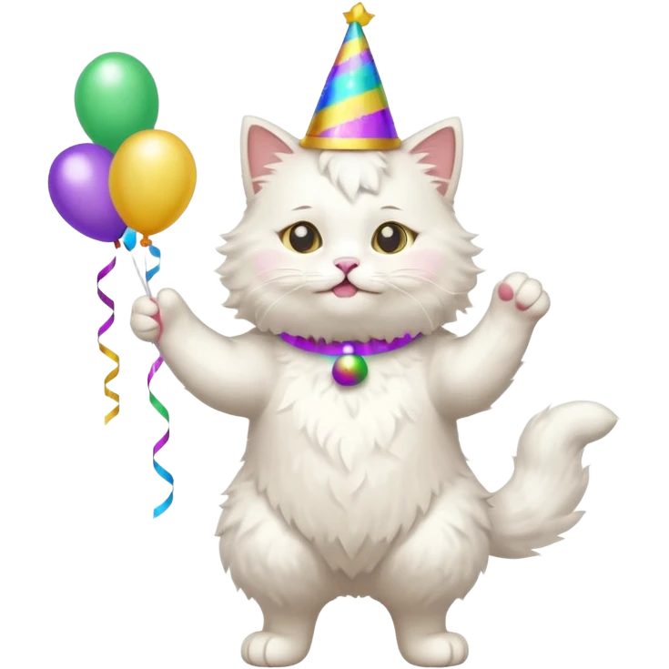 a full-body white cat new year  emoji