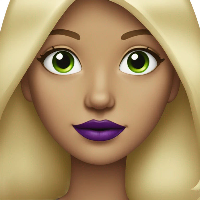 Blonde girl with Green eyes & purple lipstick  emoji