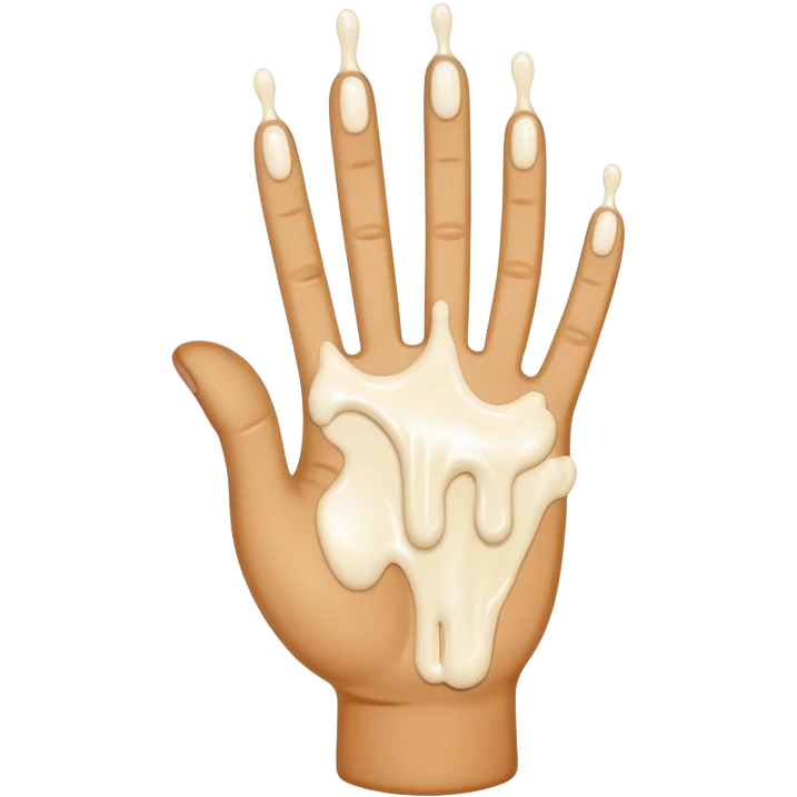 White milk dripping directly off palm of a light brown hand with 5 fingers  emoji