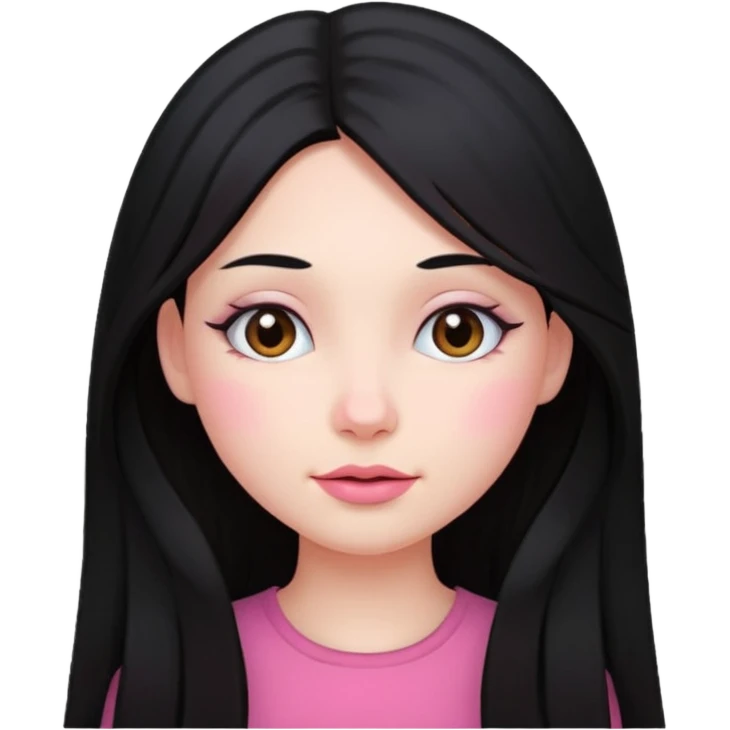Clean girl long and black Hair and pink Cheek emoji