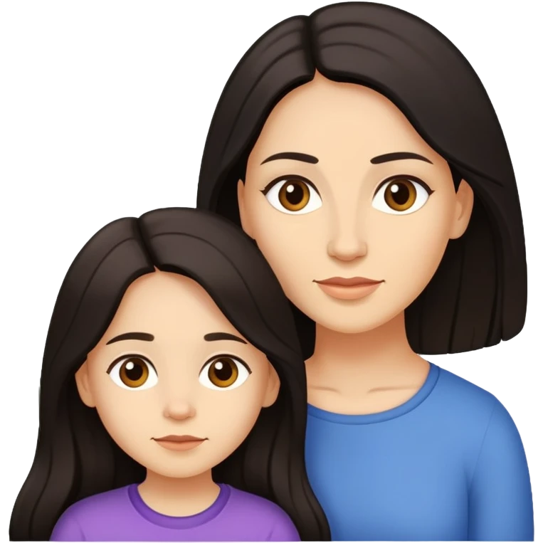 Mother and daughter with Light skinned and Long Dark Hair, twentysix and fourtyfour years old emoji
