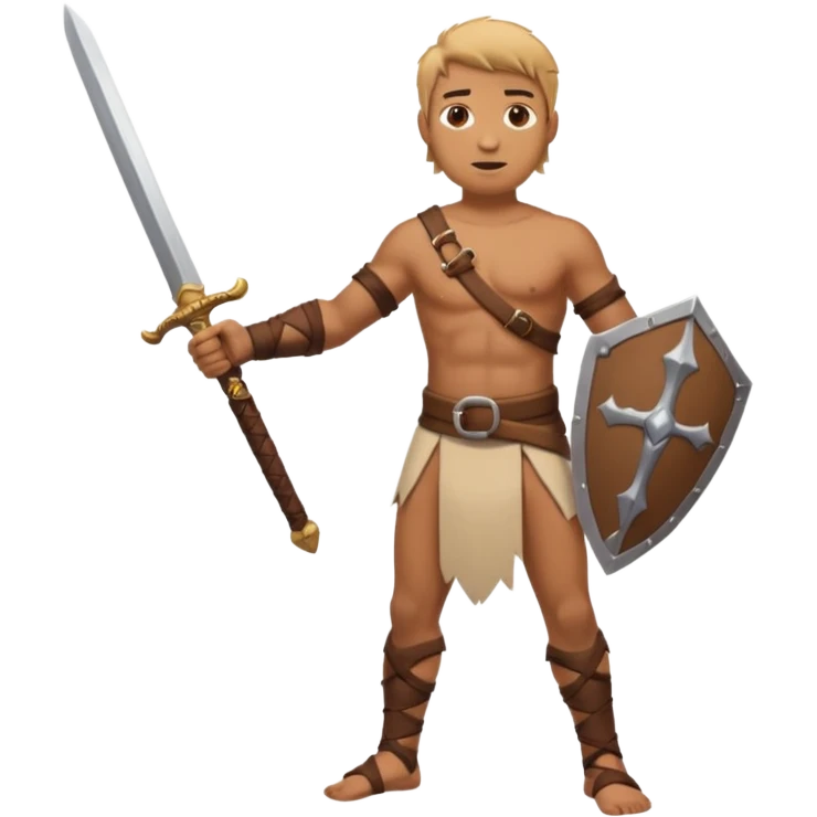 Man in loincloth with arm and leg bracers with sword emoji