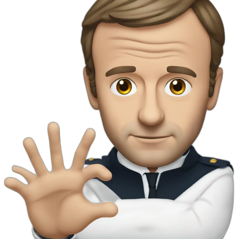 Emmanuel Macron avec un obéraient dans ces mains  emoji