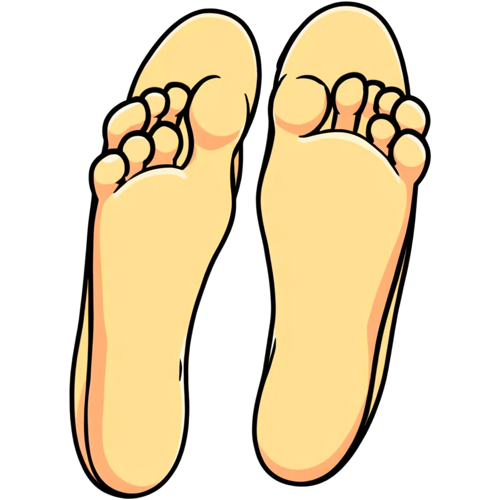white feet soles, bottom view of feet emoji