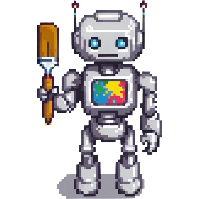 robot holding a paintbrush emoji