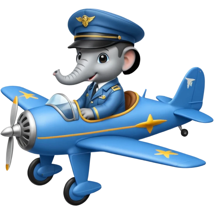 elephant pilot riding blue plane emoji