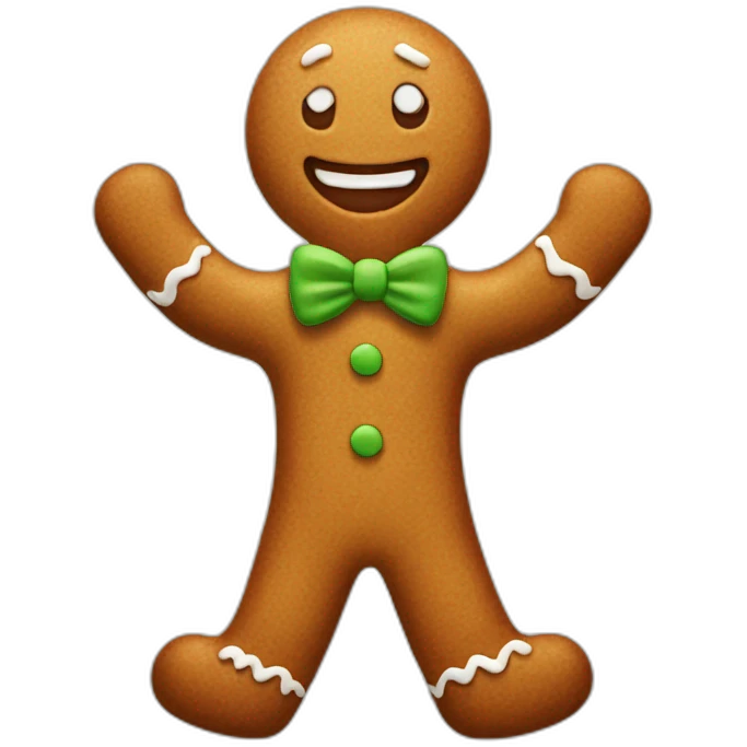 Gingerbread man waves his hand emoji