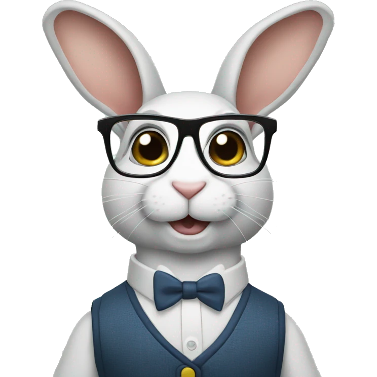 rabbit with glasses and vest emoji