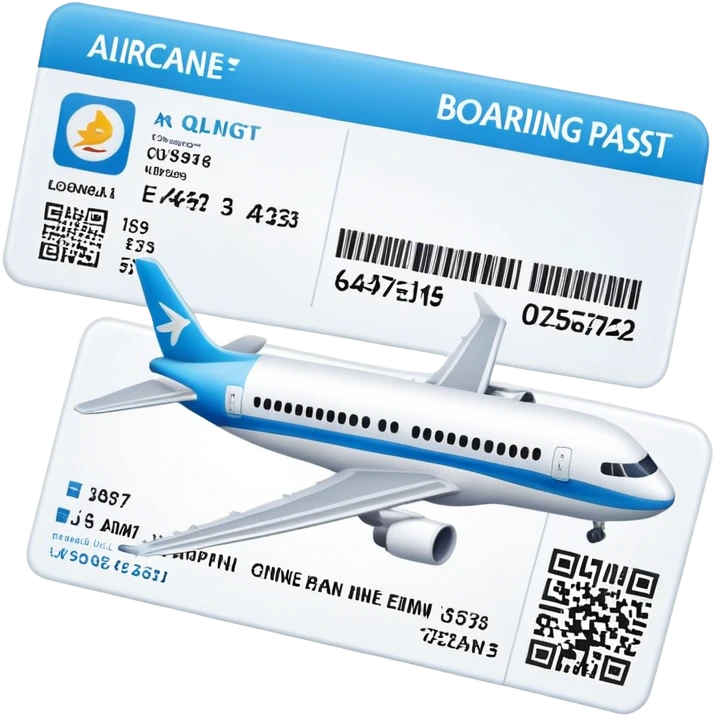 boarding pass emoji with QR code and airplane icon emoji