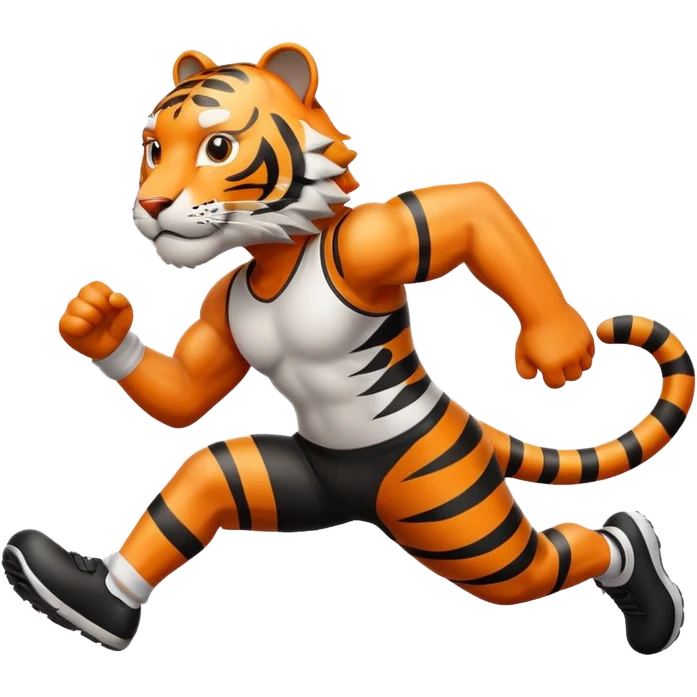A cartoon tiger running on a track  emoji
