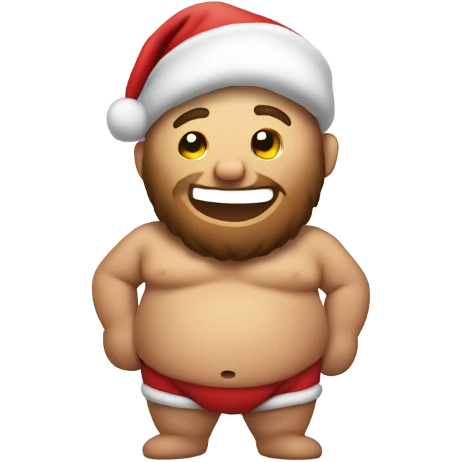 santa holding onto his hairy fat shirtless belly as he laughs emoji