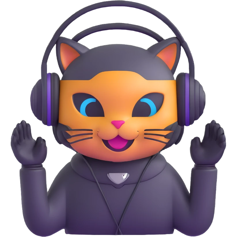 smiling cybercat wearing headphones emoji
