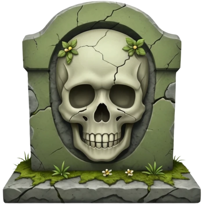 Headstone with skull, front view emoji
