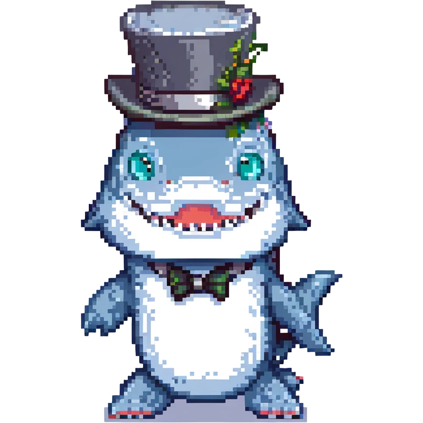 Shark with a top hat emoji