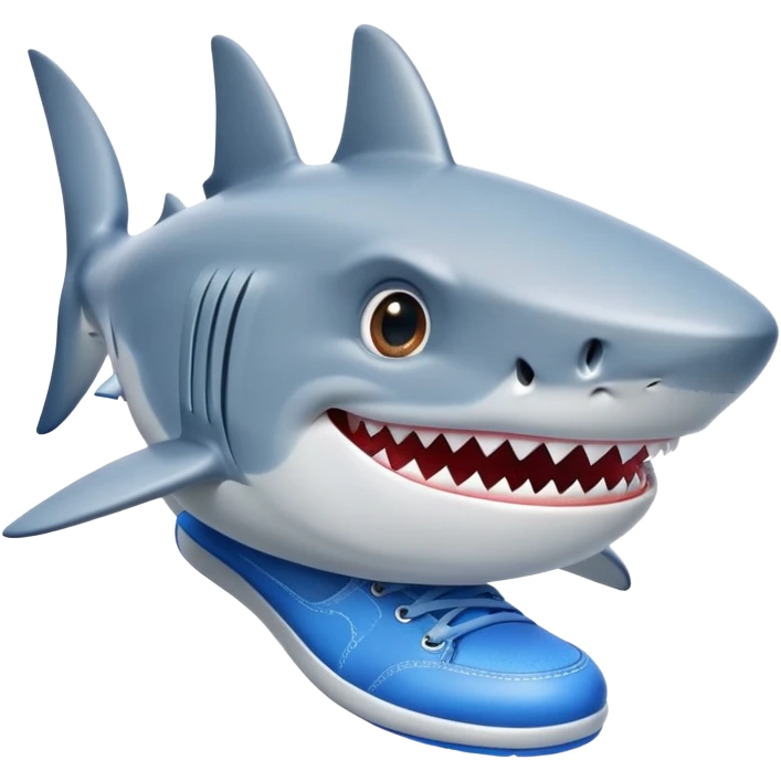 Cartoon shark with blue shoes emoji