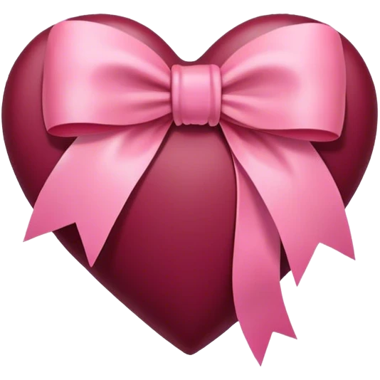 Burgundy heart with a pink bow in the middle emoji