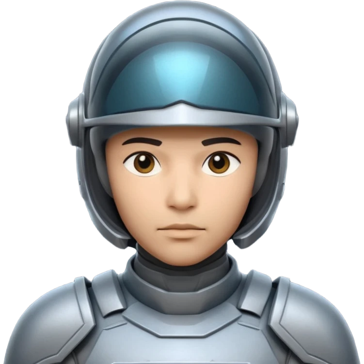 futuristic armored soldier human portrait, head and shoulders only, South Asian facial features, helmet visor, sci-fi armor details, 3D cartoon, mobile game icon style, clean background, no text, no watermark
 emoji
