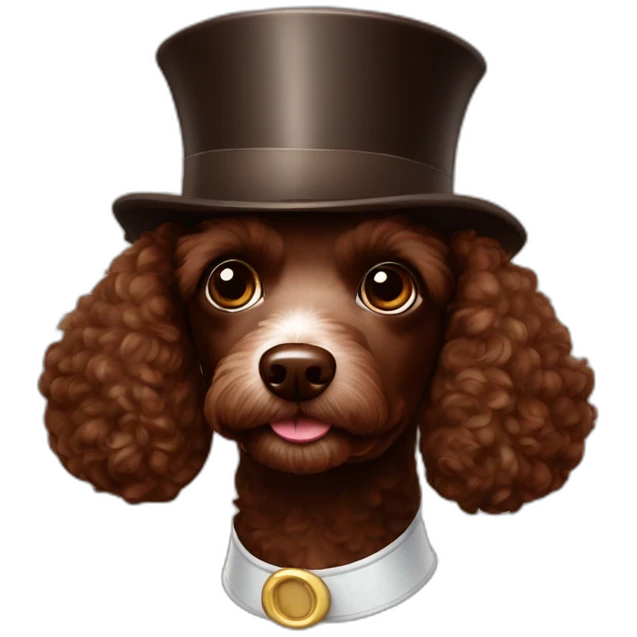 Chocolate poodle in cylinder hat emoji
