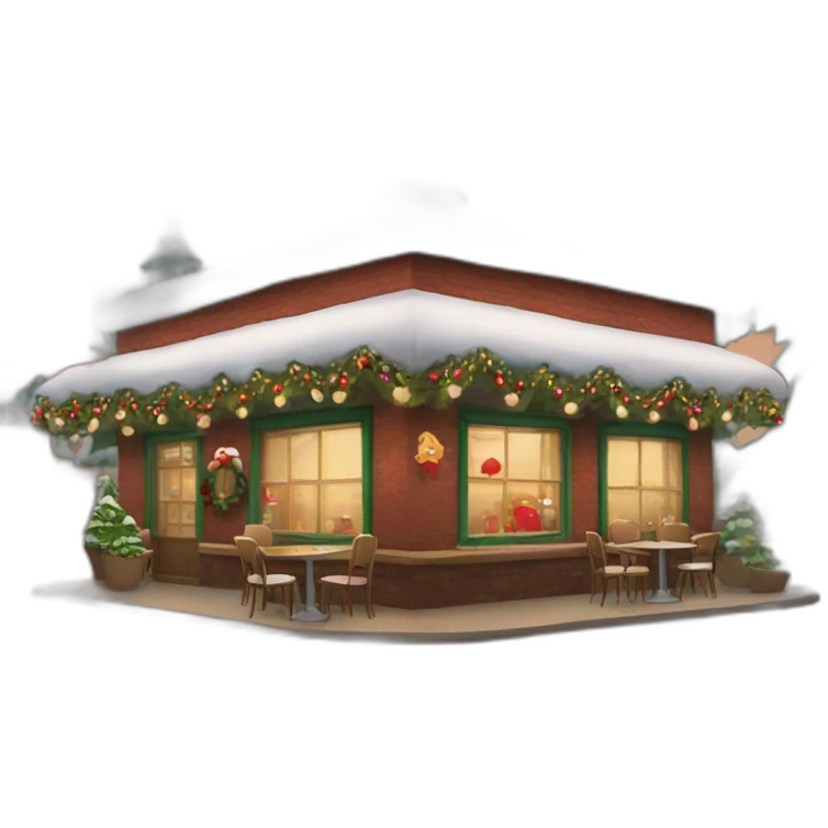 cafe with christmas hat emoji
